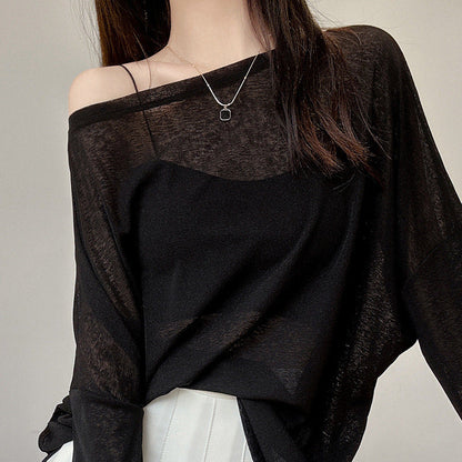 Damen Langarmshirt Feine Struktur Details Norvielle