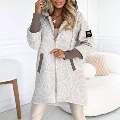Damen Fleecejacke Kuscheliges Innenfutter Kapuze Norvielle