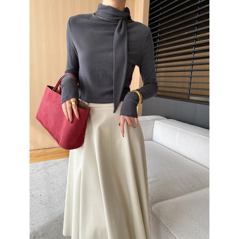 Damen Elegantes Longsleeve Wickelkragen Norvielle