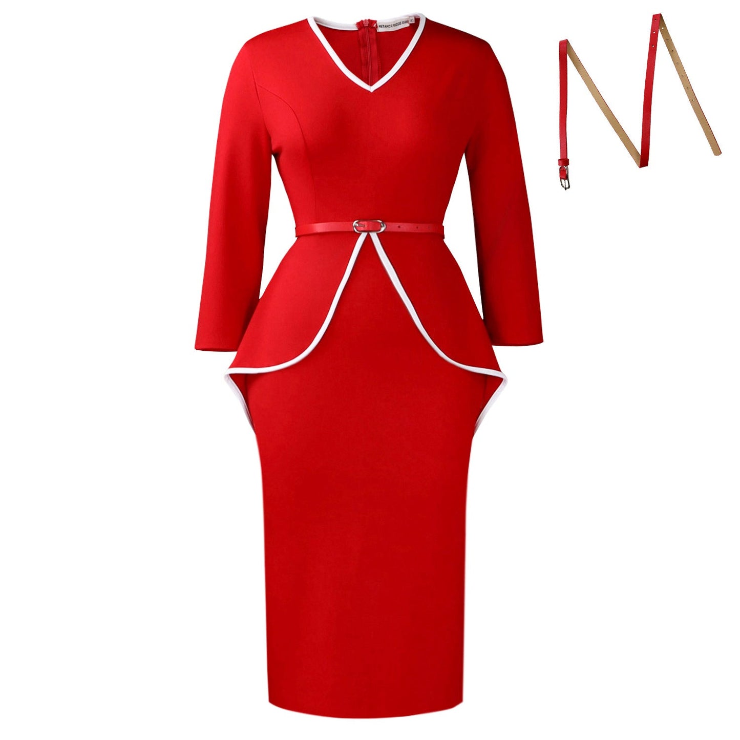Damen Etuikleid Modernes Peplum-Design Taillengürtel Norvielle