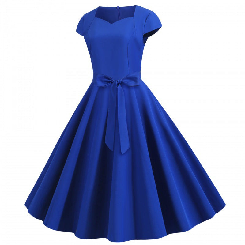 Damen A-Linien-Kleid V-Ausschnitt Taillengürtel Norvielle