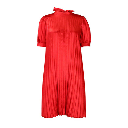 Damen Plissee-Kleid mit Bindeband und Halbärmeln Norvielle