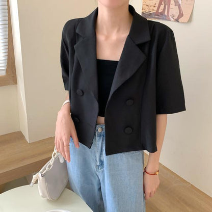 Damen Kurzblazer Doppelter Knopfleiste Moderner Schnitt