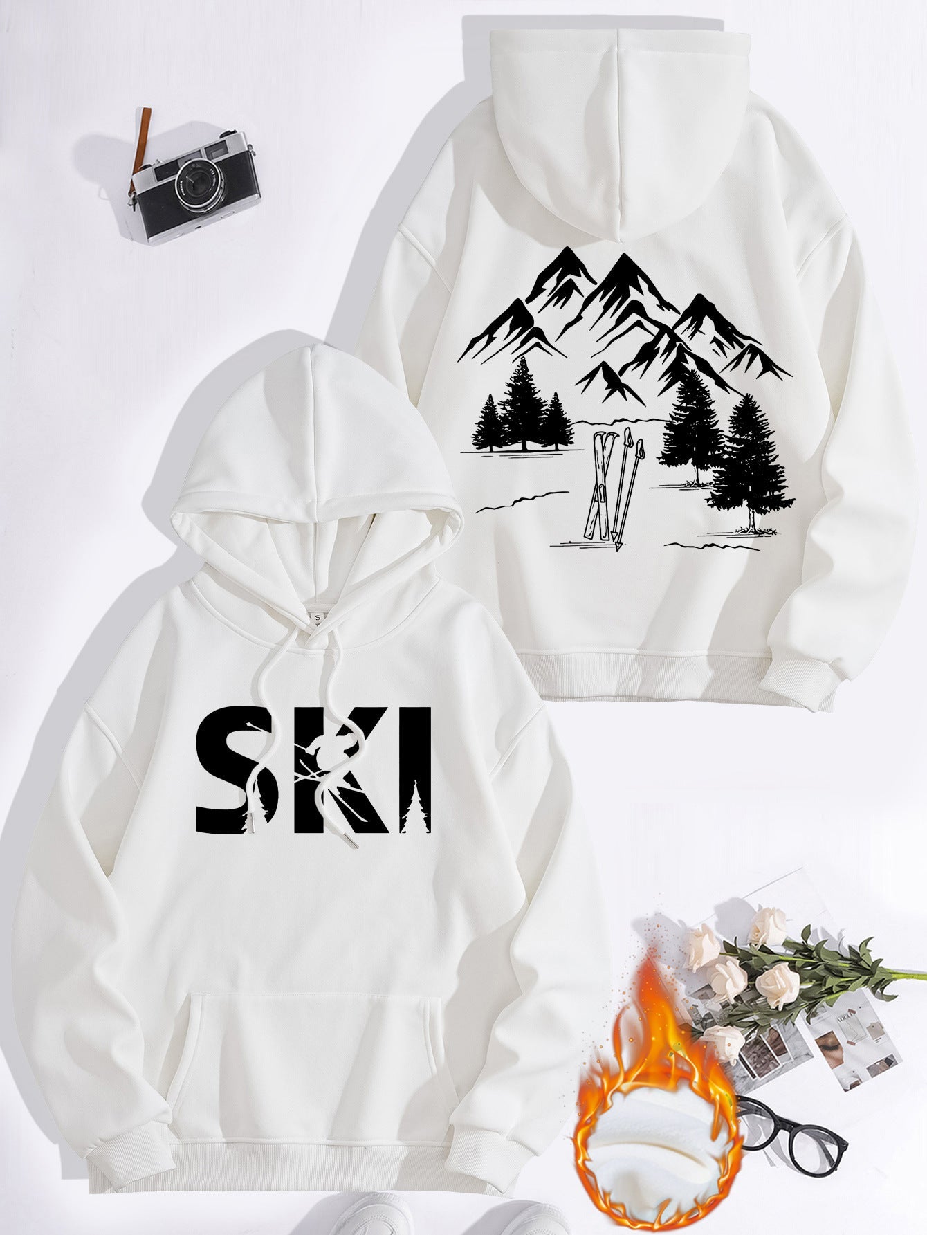 Damen Kapuzenpullover Ski-Design Gemütlich Norvielle