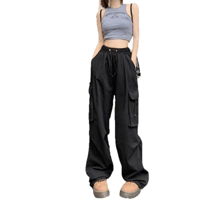 Damen Cargo-Hose Elastischer Bund Seitentaschen Beige