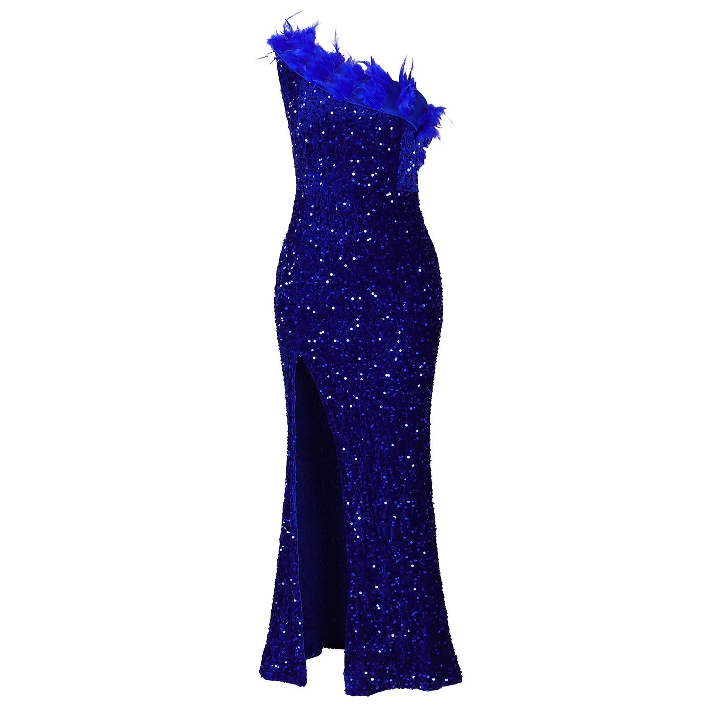 Damen Abendkleid Glitzernd Asymmetrisch Pailletten Norvielle