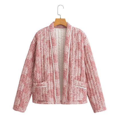 Damen Gesteppte Jacke mit Floralem Muster