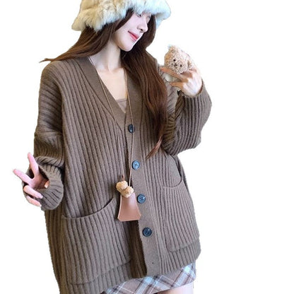 Damen Strickcardigan mit Knöpfen und Taschen Norvielle