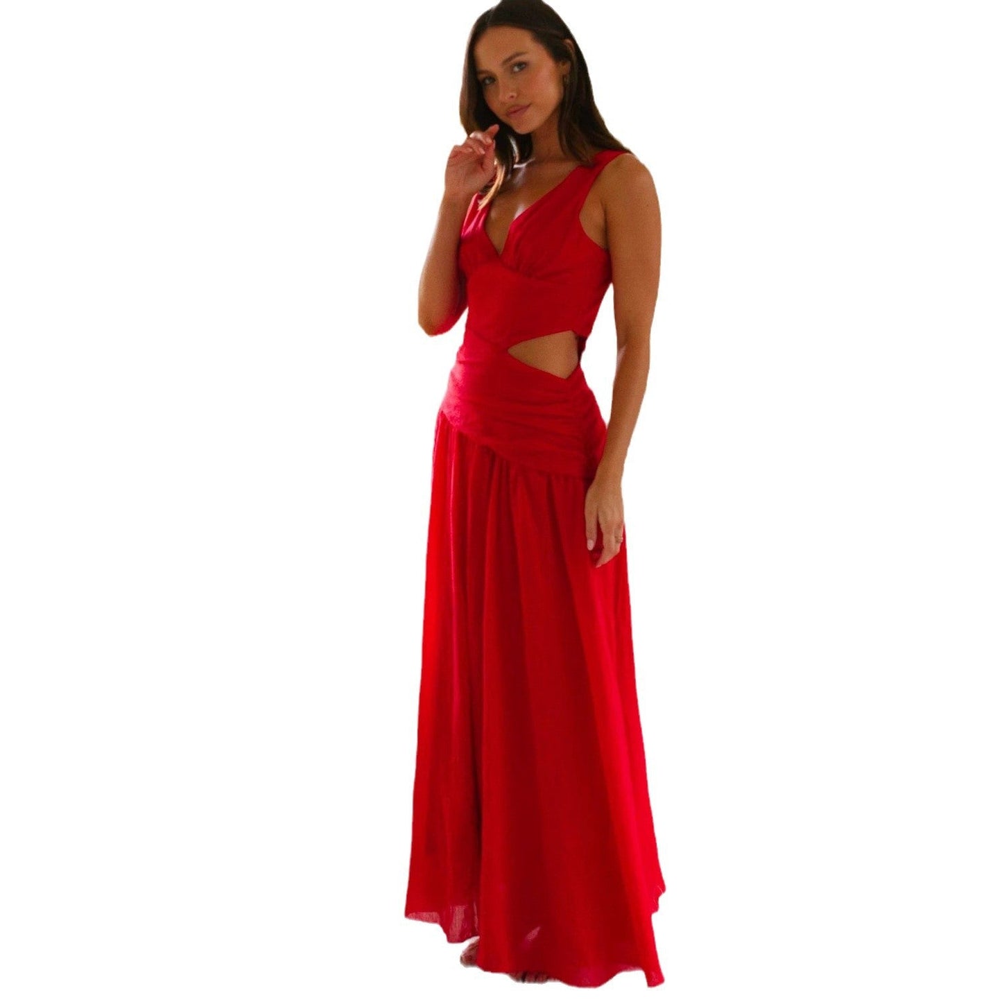 Damen Maxikleid Cut-Out-Details Fließender Rock Norvielle
