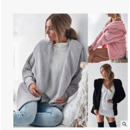 Damen Cardiganjacke Weiches Fleece Bequemer Schnitt Anthrazit