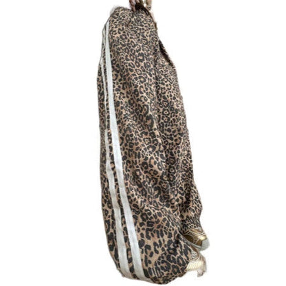 Damen Maxihose Leopardenmuster Baumwolle
