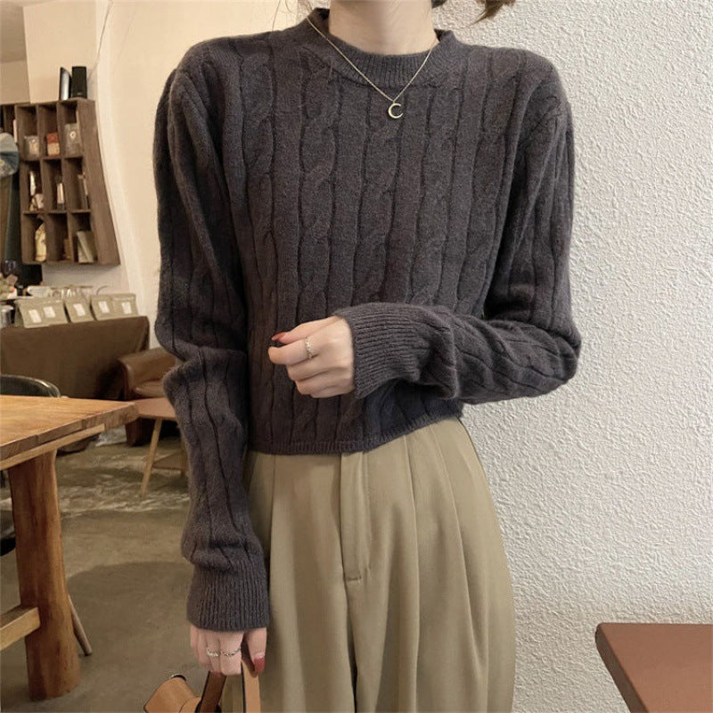 Damen Grobstrickpullover Strukturiertes Zopfmuster Lässiger Schnitt