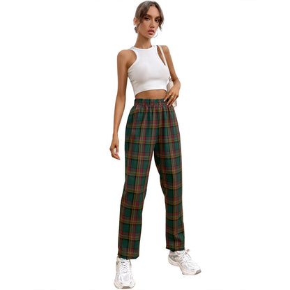 Damen Karohose Elastischer Bund Schmal