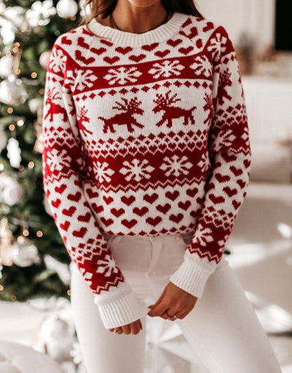 Damen Weihnachtspullover Traditionelles Muster Norvielle Kuschelig