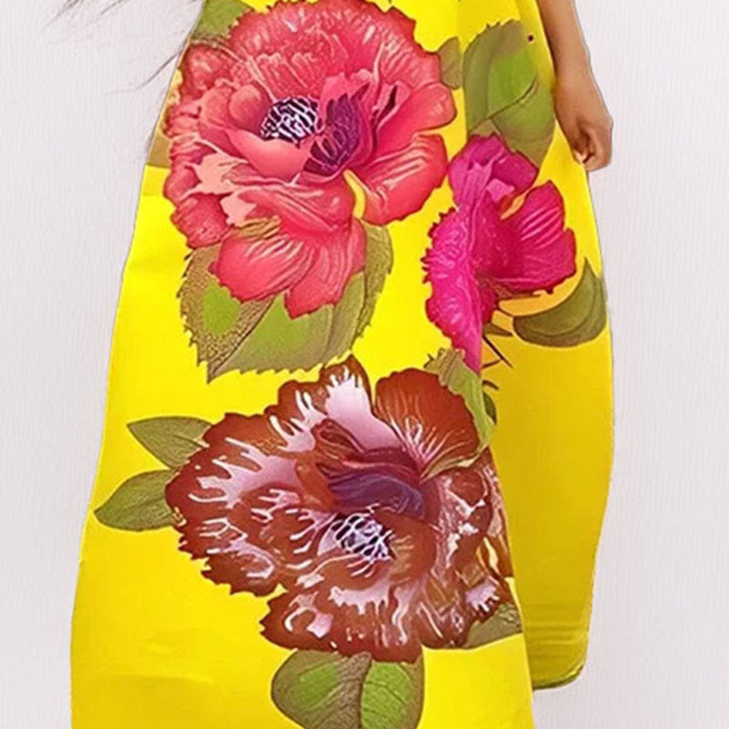 Damen Maxikleid V-Ausschnitt Blumenmuster