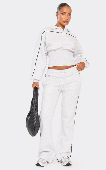 Damen Sportliches Set Crop-Polo und Jogginghose Norvielle