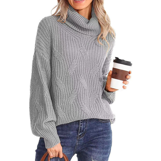 Damen Strickpullover Hochkragen Strukturmasche - Norvielle