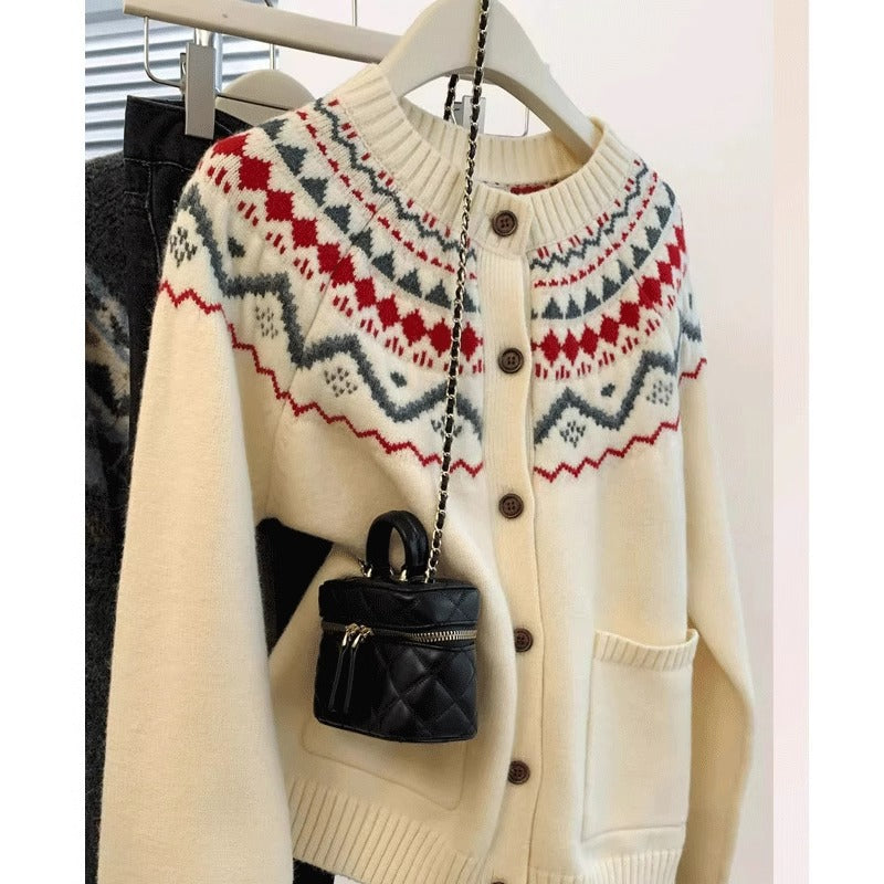 Damen Strickjacke traditionelles Muster Norvielle