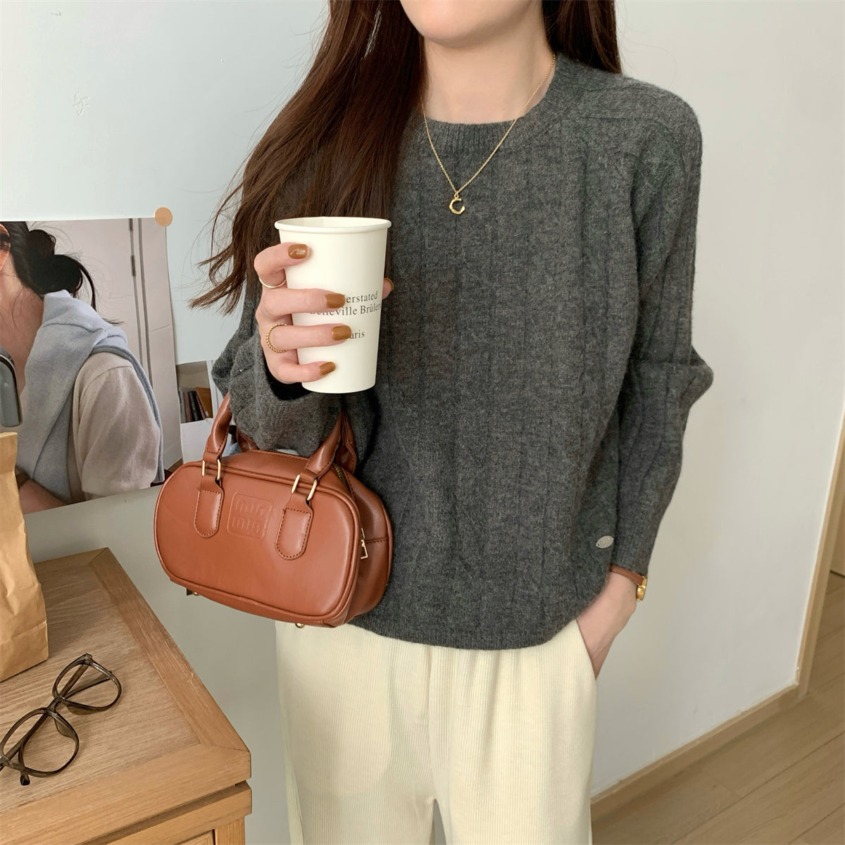 Damen Grobstrickpullover Strukturiert Lässig Norvielle