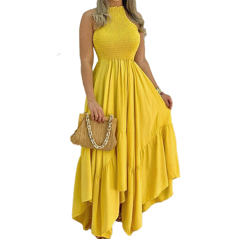 Damen Maxikleid Hochgeschlossener Kragen Fließender Rock Norvielle