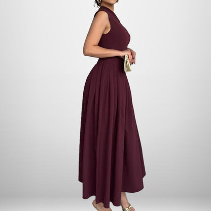 Damen One-Shoulder Maxikleid Faltenwurf Fließender Rock Norvielle