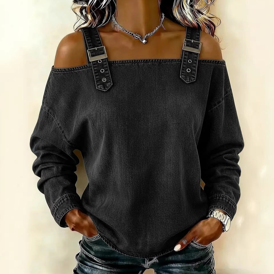 Damen Sweatshirt Dekorative Schulterdetails Norvielle