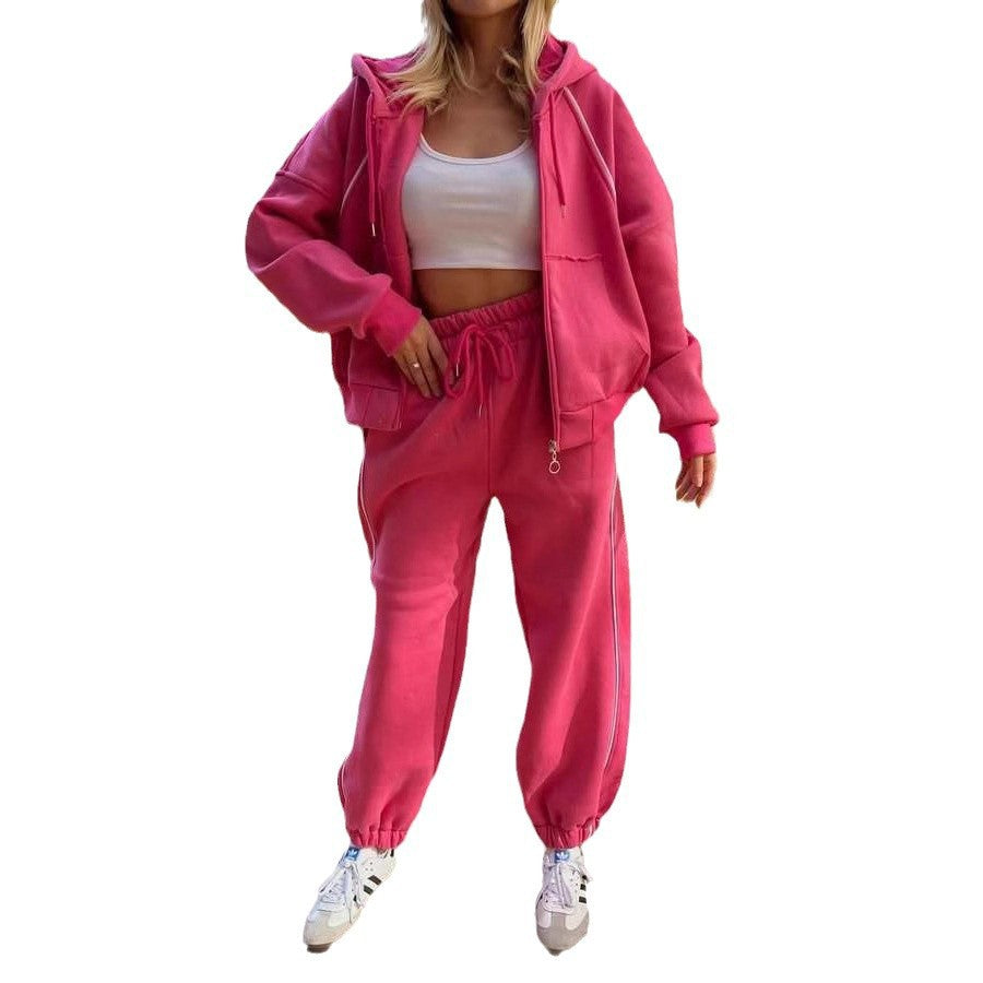 Damen Loungewear-Set Kapuzenjacke Streifen Norvielle