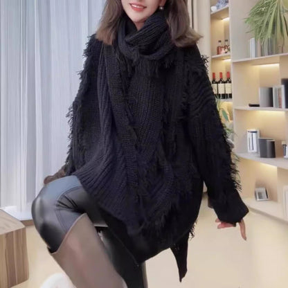 Damen Grobstrickpullover V-Ausschnitt Französer