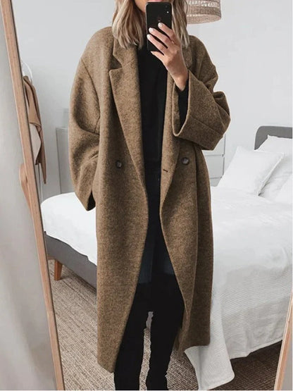 Damen Wollmantel Oversized Doppelknopfleiste Norvielle