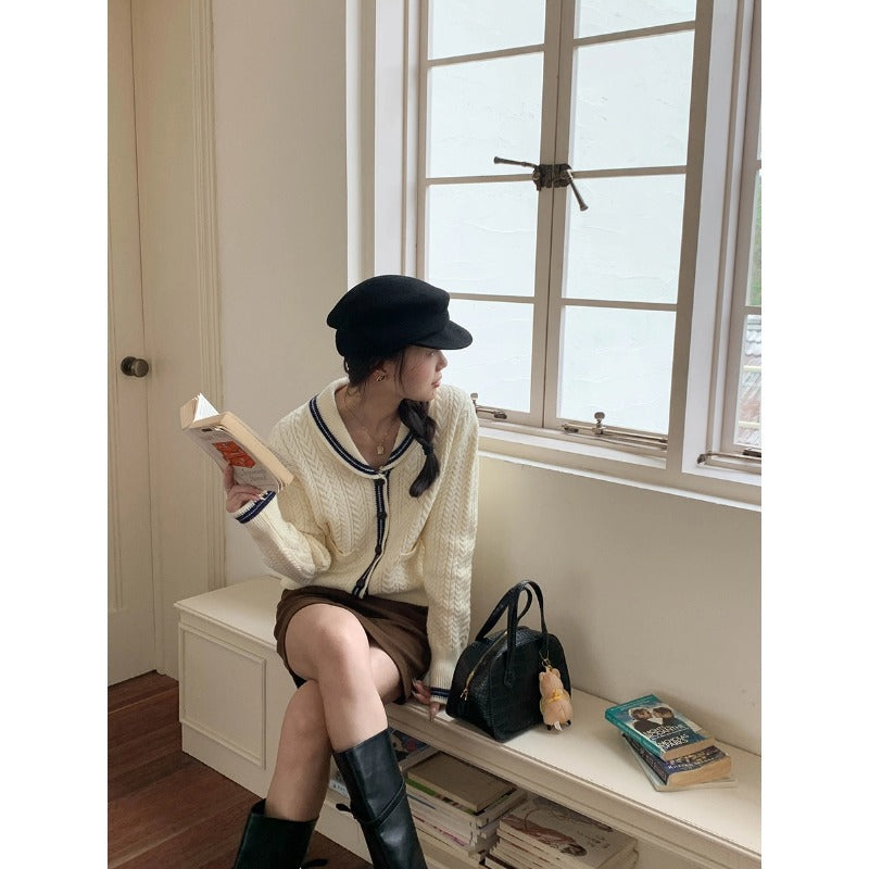 Damen Strickjacke Klassischer Schalkragen Norvielle