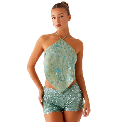 Damen Florales Design Glitzernd Weiss