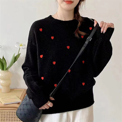 Damen Pullover Herz-Motiv Lässiger Schnitt Norvielle