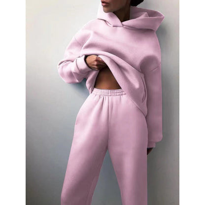 Damen Sportliches Hoodie Jogginghose Set Baumwolle