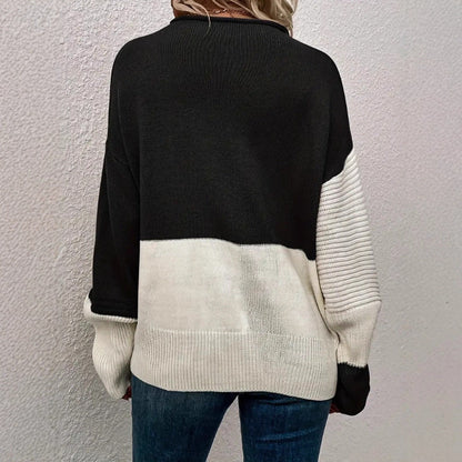 Damen Strickpullover Strukturiert Modern Farbblock Norvielle