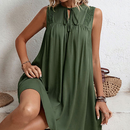 Damen Sommerkleid Voluminöse Rüschen Halsdetail Blumendetail Norvielle