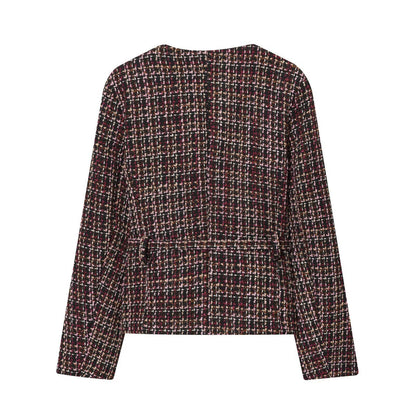 Damen Tweedjacke mit Knöpfen und abnehmbarem Gürtel Norvielle