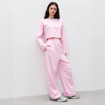 Damen Sweatshirt Set Komfortabel Cropped mit Jogginghose Norvielle