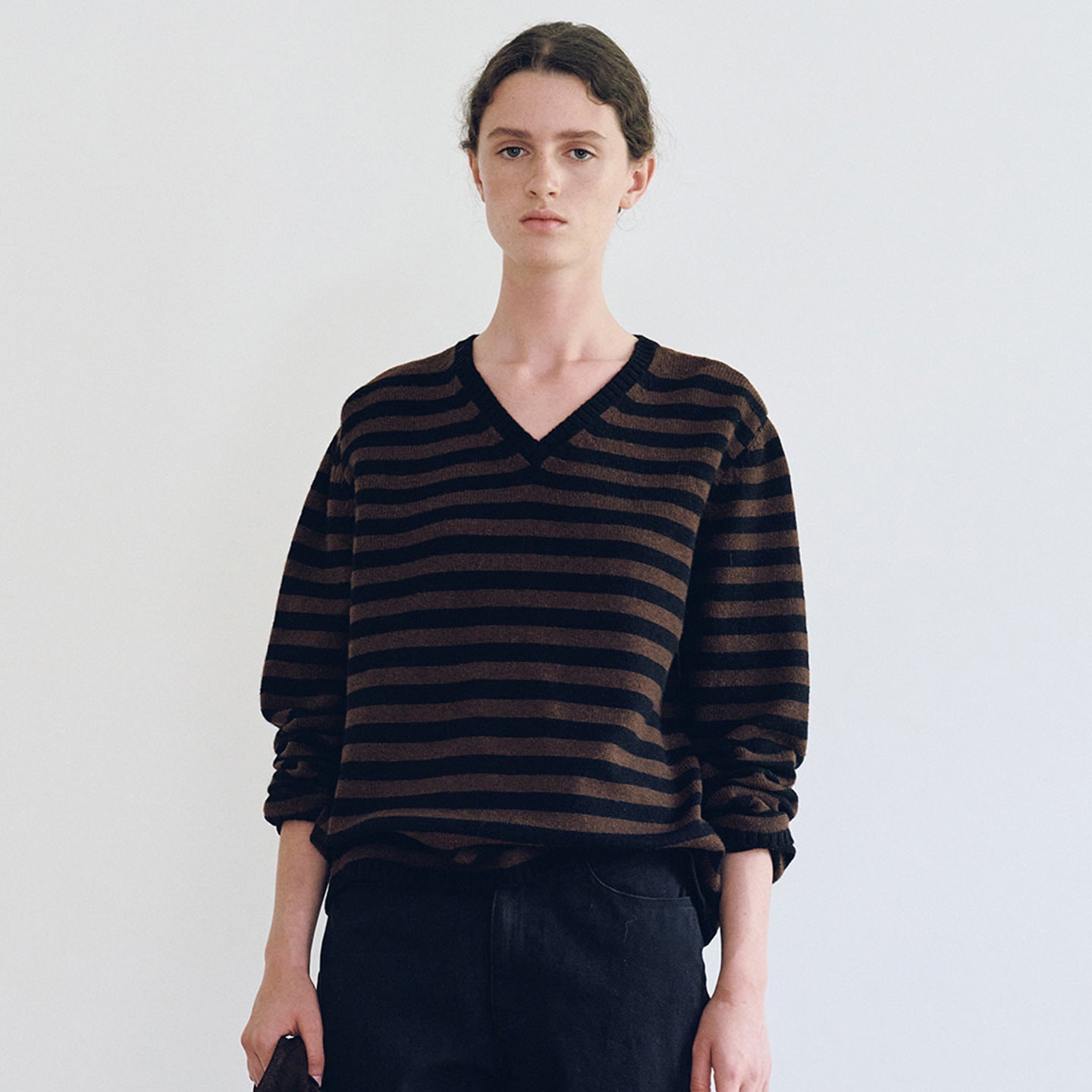 Damen Pullover V-Ausschnitt Streifenmuster Norvielle