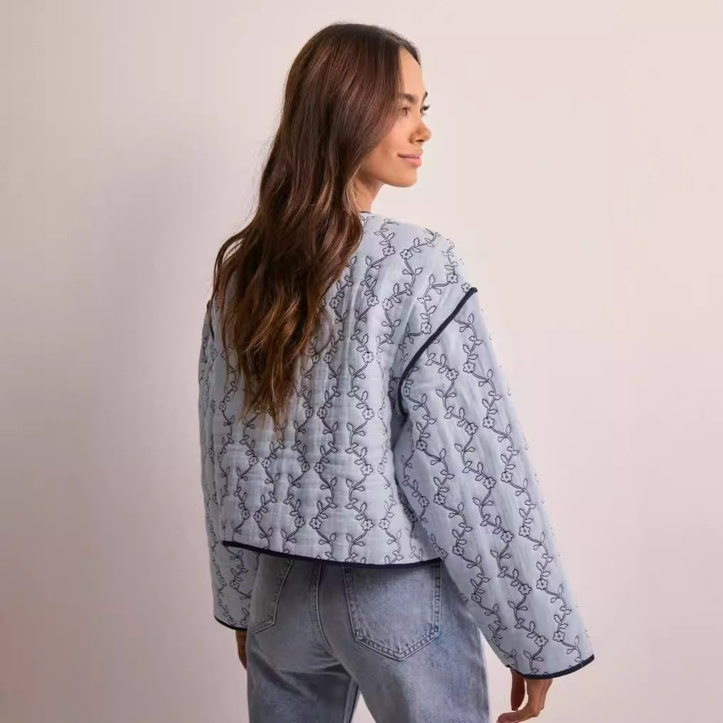 Damen Steppjacke Tailliert Grafisches Muster Norvielle