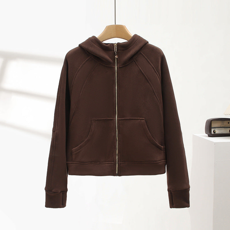 Damen Sportlicher Zip-Hoodie Kuscheliges Innenfutter Norvielle