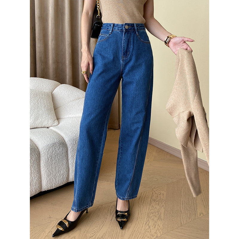 Damen Denim Hemdbluse mit Kontrastärmeln und Brusttasche Blau - Norvielle