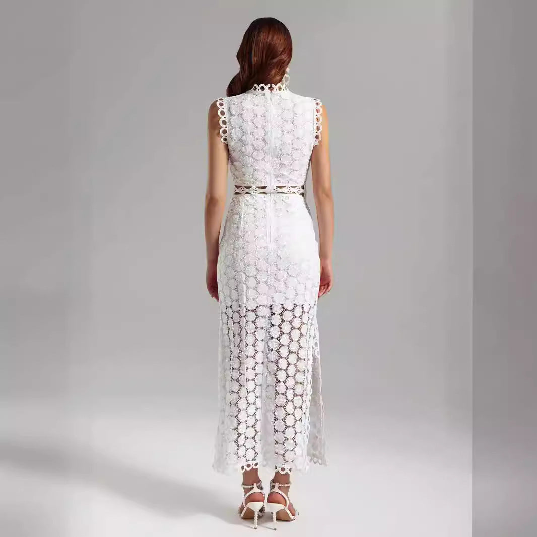 Damen Maxikleid Spitze Transparent Norvielle