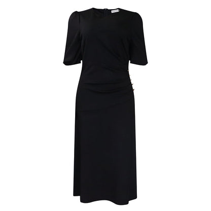 Damen Kleid Raffiniertes Drapieren Elegante Knöpfe Norvielle