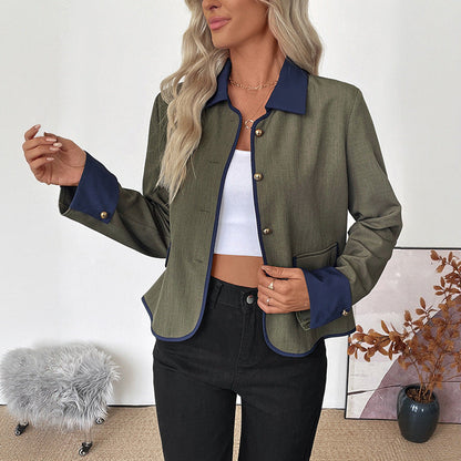 Damen Blazerjacke edle Knöpfe Kontrastakzente