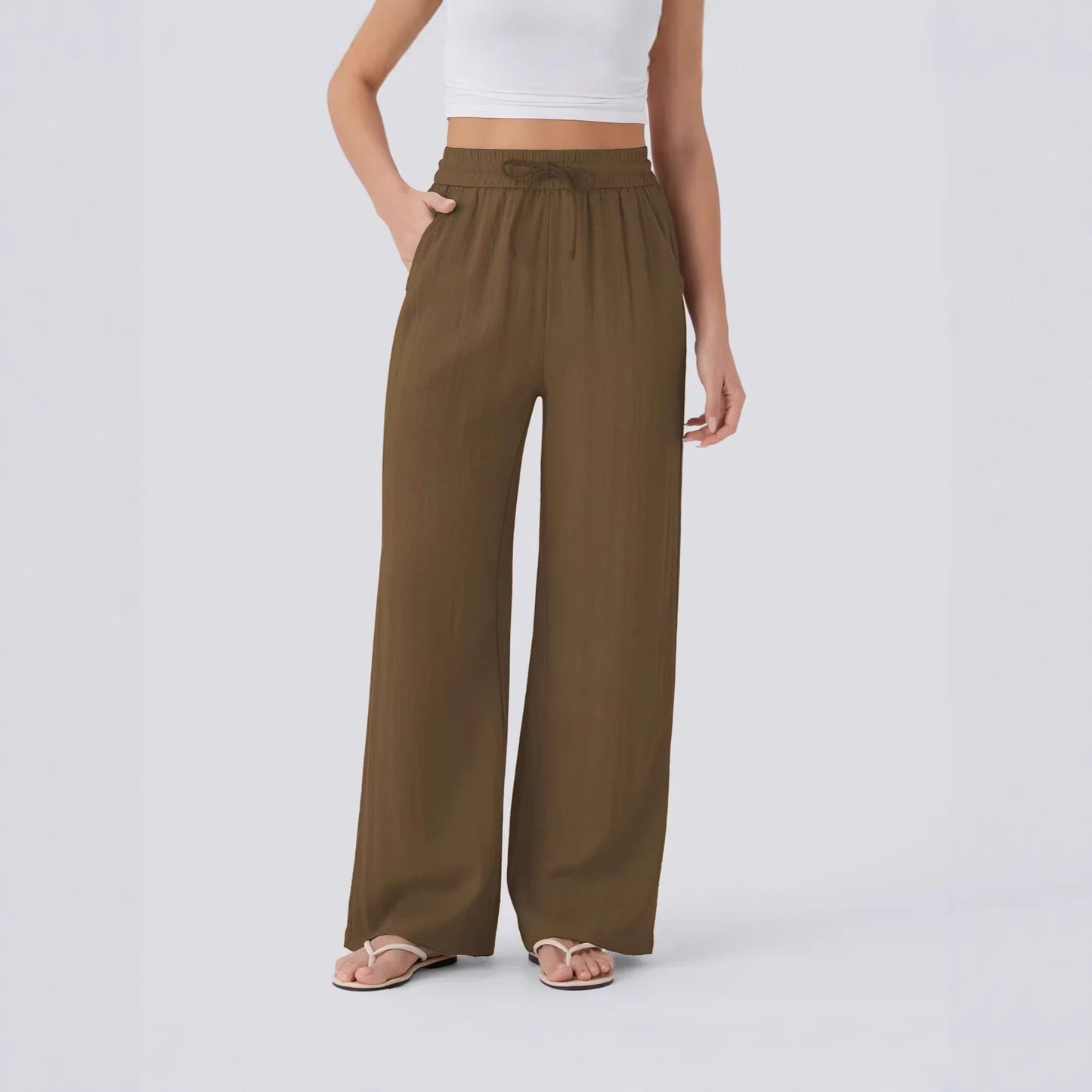 Damen Palazzo-Hose Elastischer Bund Praktische Taschen