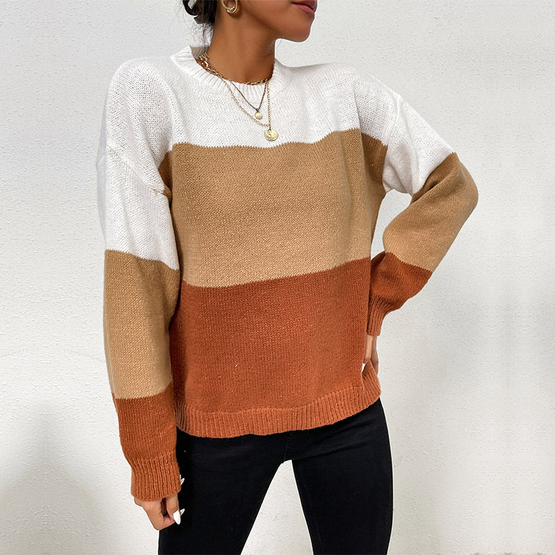 Damen Pullover Farbblockdesign Norvielle