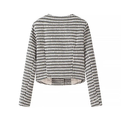 Damen Jacquardjacke Klassischer Schnitt Knöpfe Beige