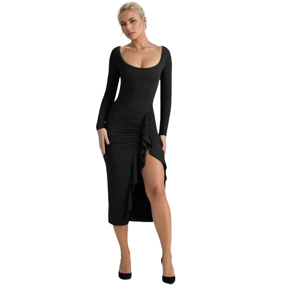 Damen Langarmkleid Figurumspielend Seiden Norvielle