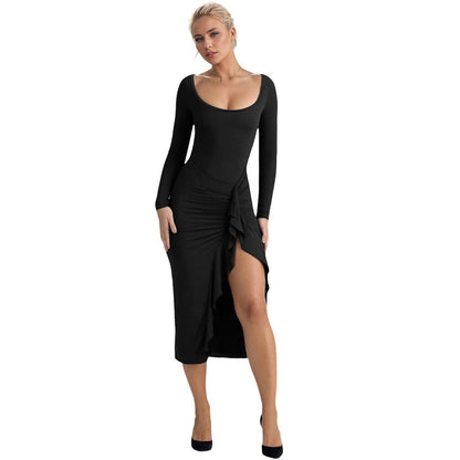 Damen Langarmkleid Figurumspielend Seiden Norvielle