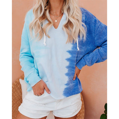 Damen Kapuzenpullover V-Ausschnitt Batikdesign Norvielle